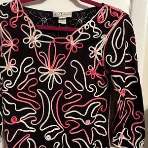 ONCE AGAIN Textured 3/4 sleeve Blouse SZ S